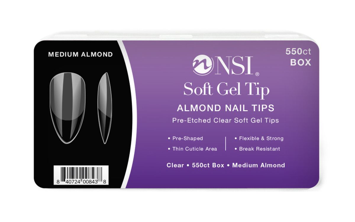 Soft Gel Tip 550stk, Clear Almond. 